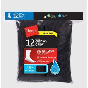 Hanes Max Cushion 12-Pack Crew socks